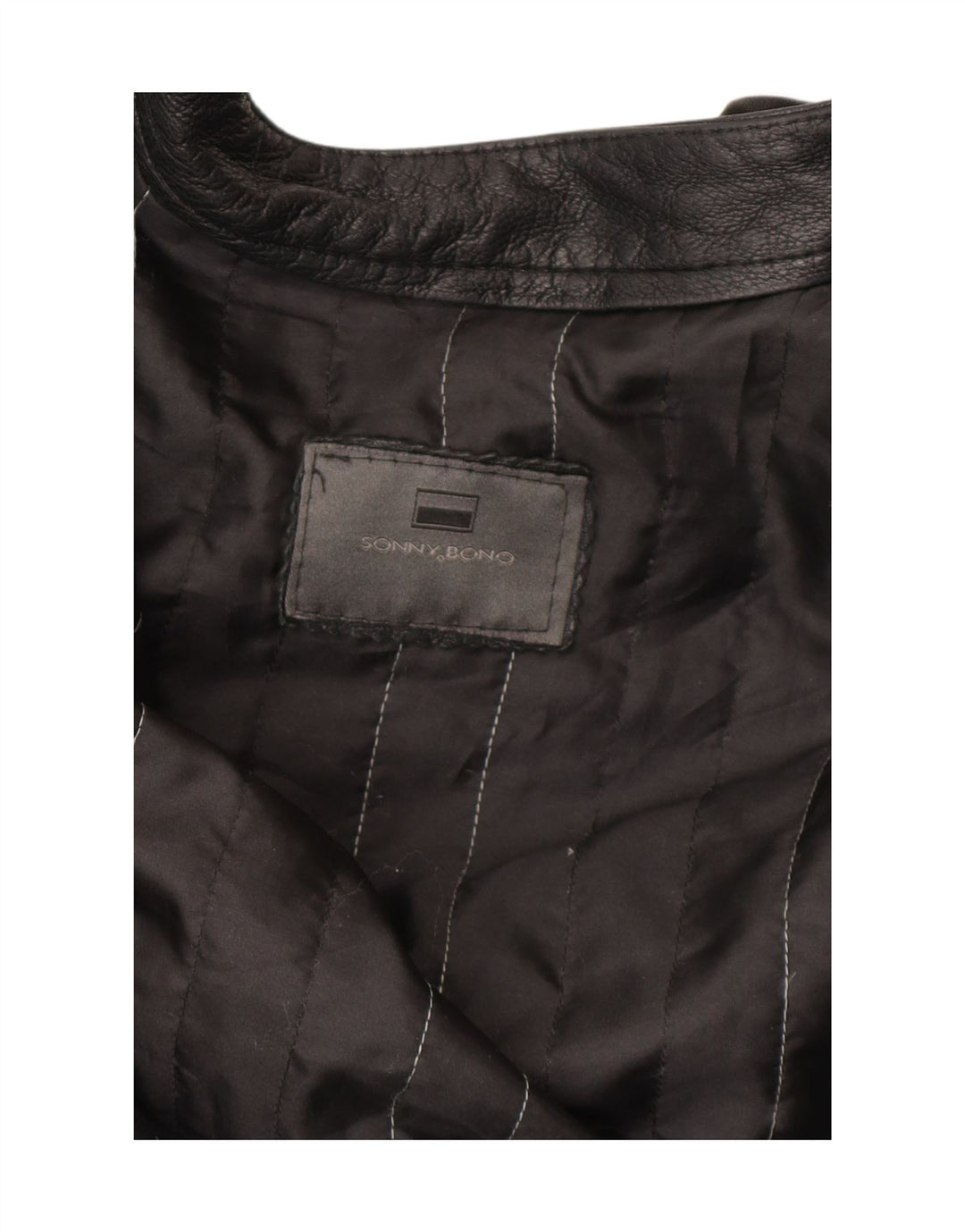 Sonny Bono Mens Bomber Leather Jacket UK 38 Medium Black