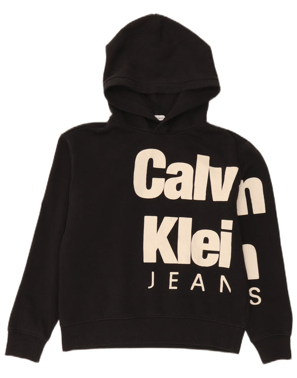 Calvin Klein Jeans Boys Graphic Hoodie Jumper 13-14 Years Black Cotton