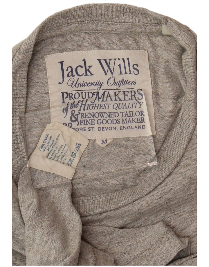 JACK WILLS Mens Graphic T-Shirt Top Medium Grey Flecked Cotton
