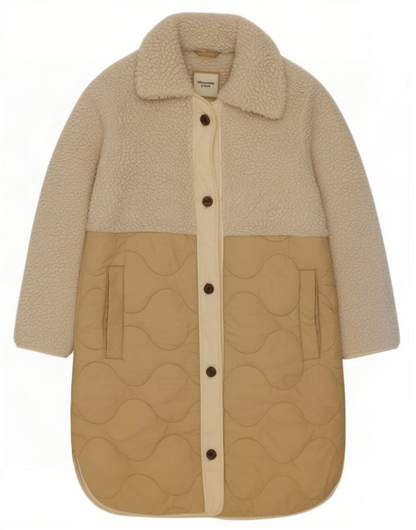 Abercrombie & Fitch Abrigo acolchado extragrande para mujer UK 6 XS Bloque de color beige