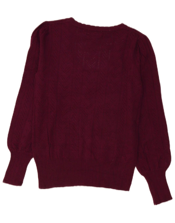 Oasis Womens Boat Neck Jumper Sweater UK 10 Small Burgundy Viscose
