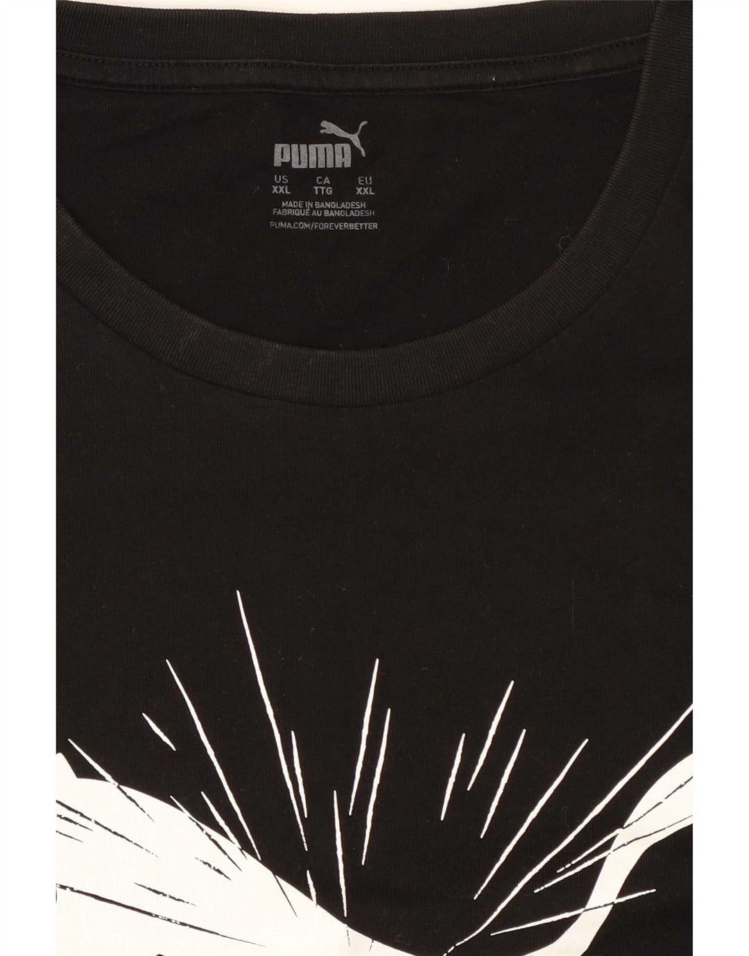 Puma Mens Graphic T-Shirt Top 2XL Black