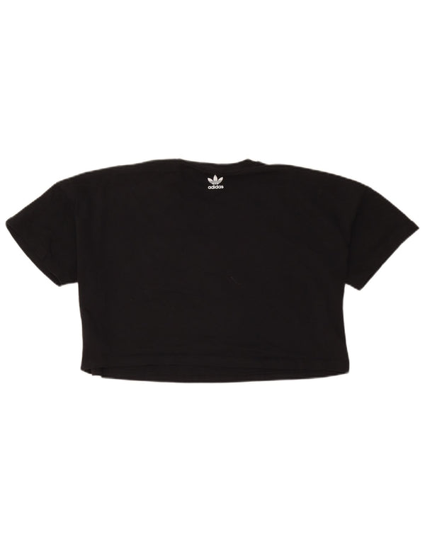 Adidas - Camiseta corta para mujer con gráfico extragrande, talla 8, talla pequeña, algodón negro