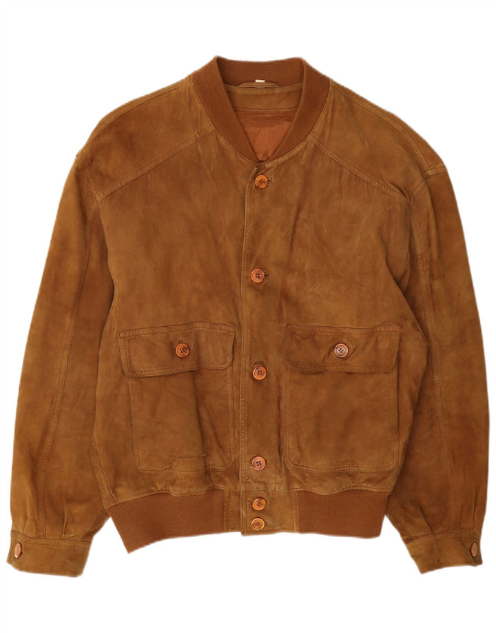 Vintage muška bomber jakna od brušene kože IT 46, mala bež koža