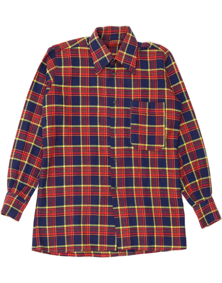 VINTAGE Mens Flannel Shirt Medium Blue Check Vintage Vintage and Second-Hand Vintage from Messina Hembry 