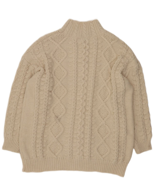 Zara Dame Oversized Turtle Neck Jumper Sweater UK 16 Large Beige