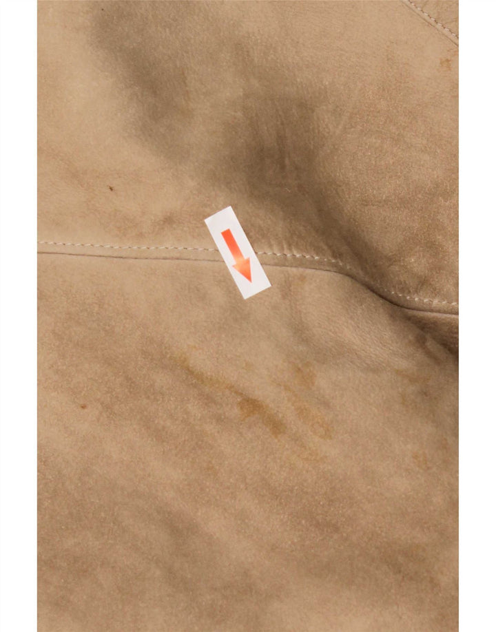 vintage Femmes 3/4 Manches Shearling Coat UK 14 Beige Moyen