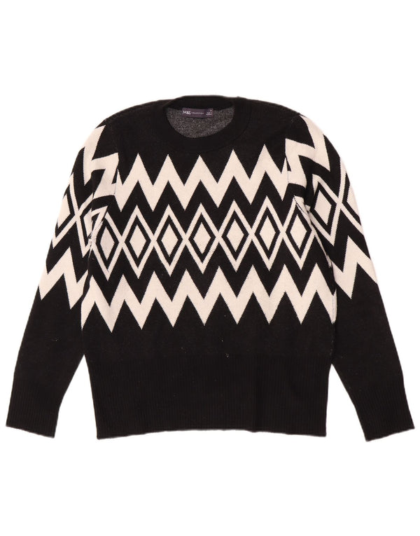Marks & Spencer Womens Crew Neck Jumper Sweater UK 14 Medium Black