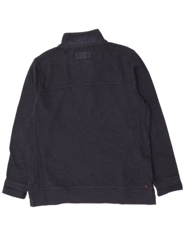 Fat Face Mens Button Neck Jumper Sweater XL Navy Blue Cotton Classic