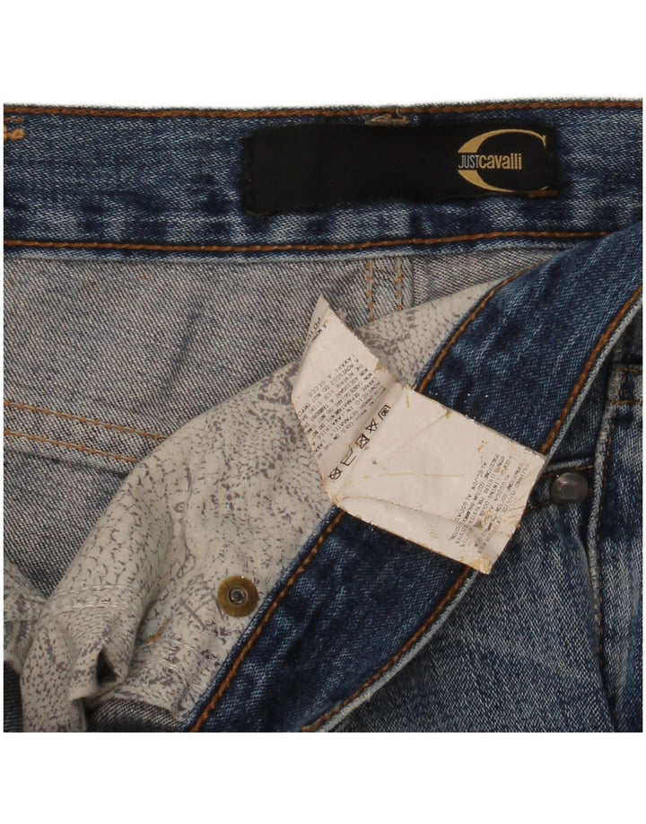Cavalli Mens Distressed Straight Jeans W36 L35 Blue Cotton