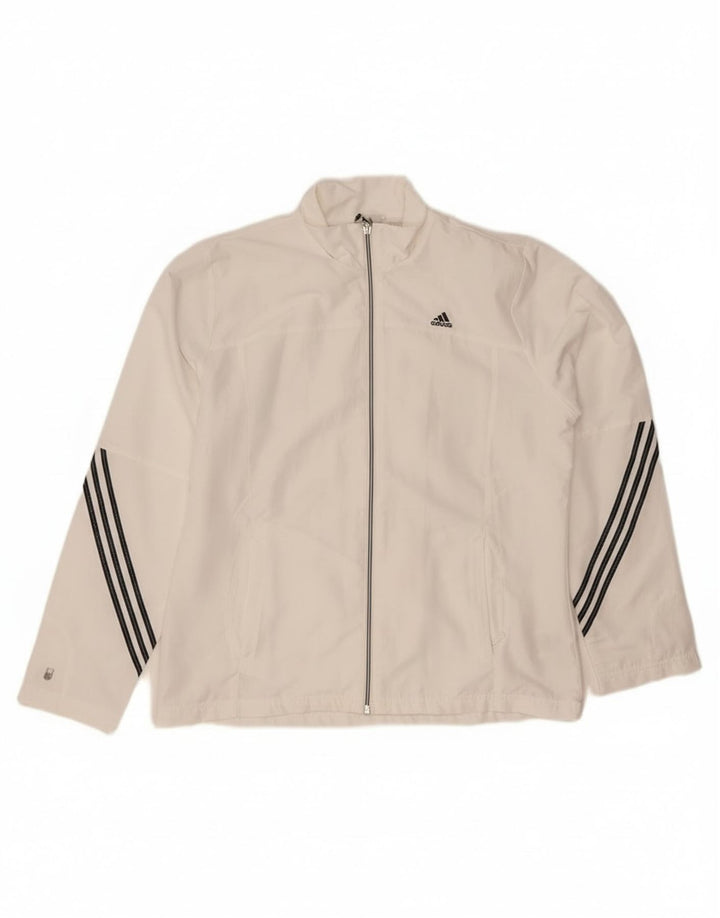 Adidas Womens Climalite Tracksuit Top Jacket UK 16 Large White Polyester