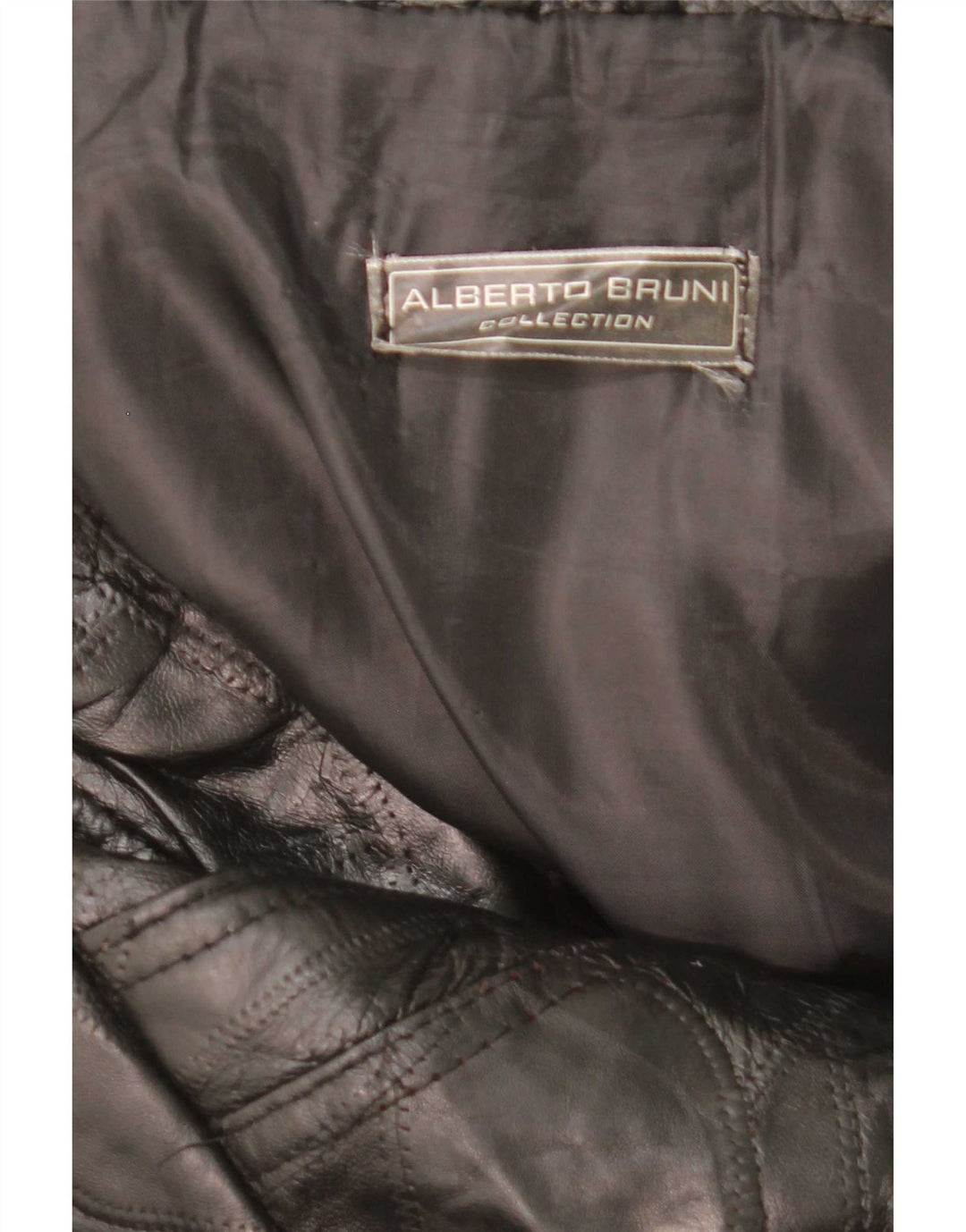 Alberto Bruni Mens Leather Coat UK 40 Large Black Patchwork Leather