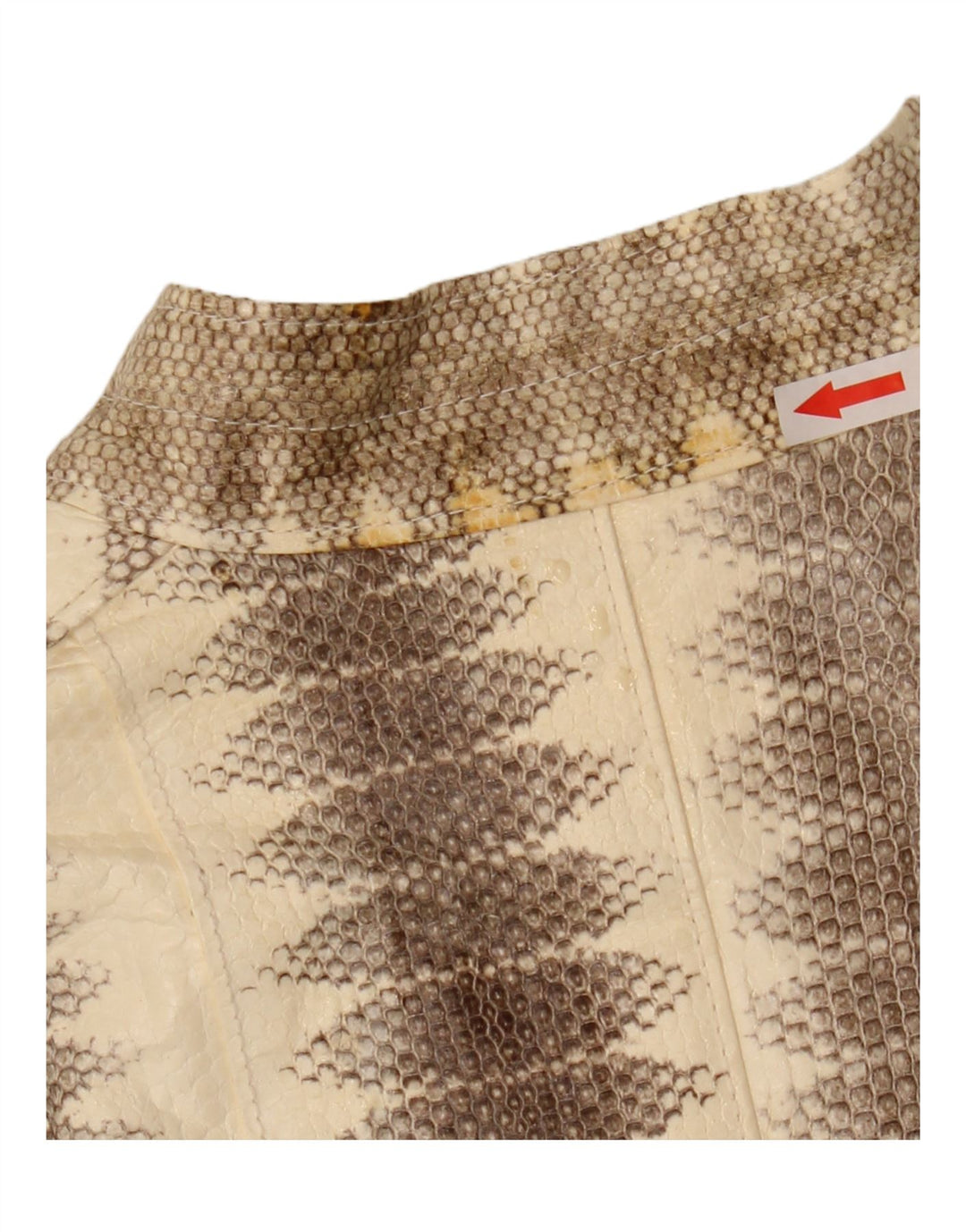 Lee Sands Mens Leather Jacket UK 40 Large Beige Animal Print