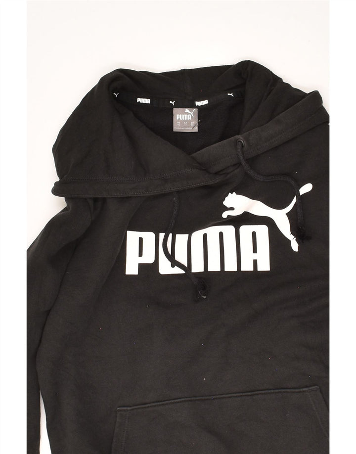 PUMA Mens Graphic Hoodie Jumper XS Black Polyester Vintage Puma and Second-Hand Puma from Messina Hembry 