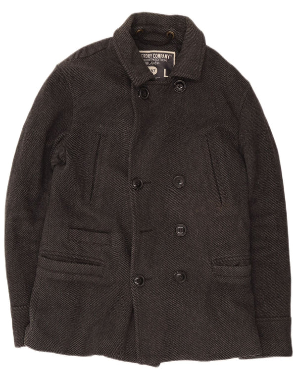 Cappotto da marinaio da uomo Superdry UK 40 grande lana grigia