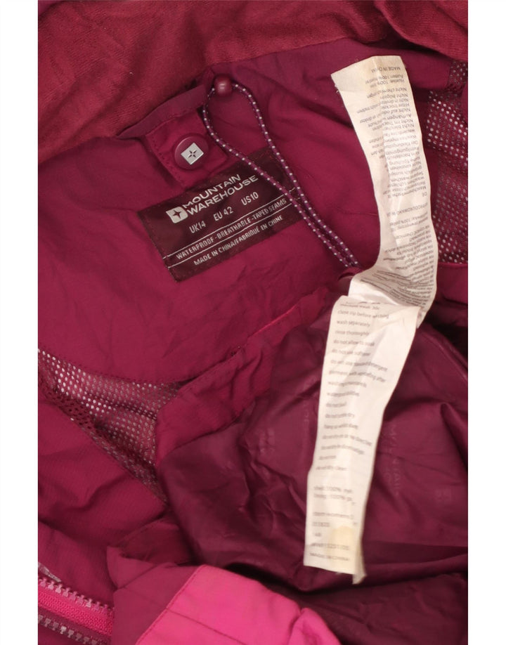 Mountain Warehouse Womens Hooded Rain Jacket UK 14 Large Pink Colourblock