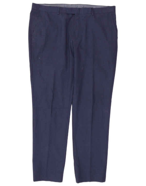 Marks & Spencer Mens Super Slim Fit Suit Trousers W38 L31 Blue Houndstooth