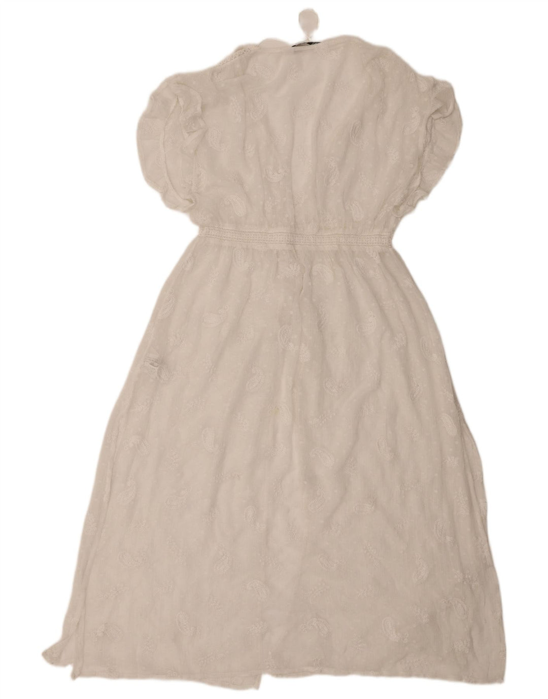 Zara Womens See Through Maxi Dress UK 8 Small White Paisley Polyester