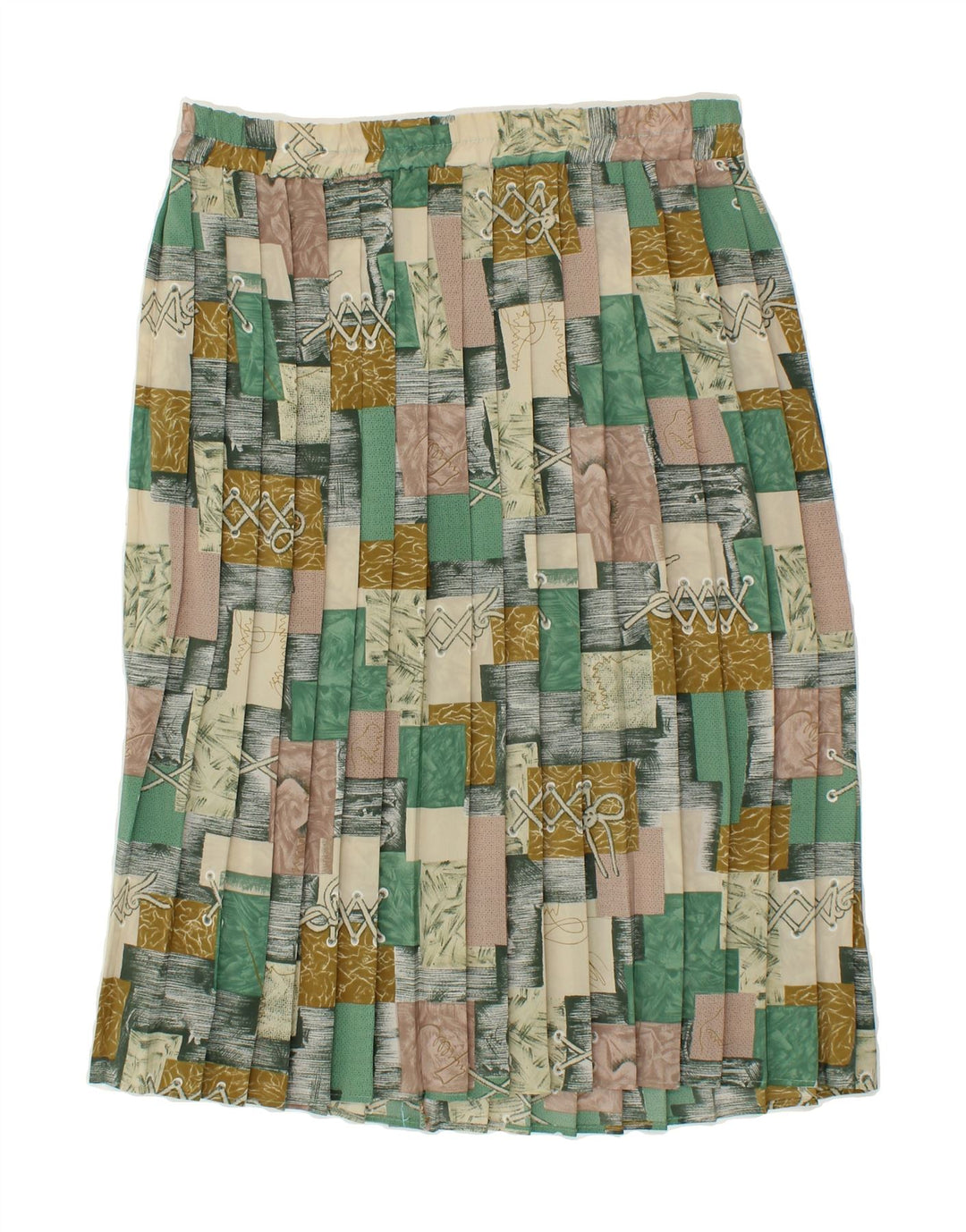 VINTAGE Womens Knife Pleated Skirt  Medium W30  Multicoloured Patchwork Vintage Vintage and Second-Hand Vintage from Messina Hembry 