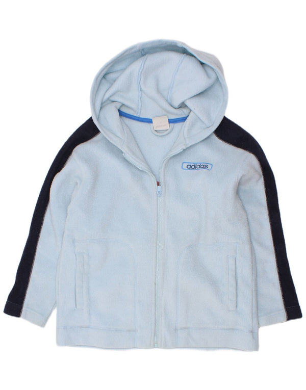 Adidas Jungen Fleecejacke mit Grafik, 7–8 Jahre, blaues Colourblock-Polyester
