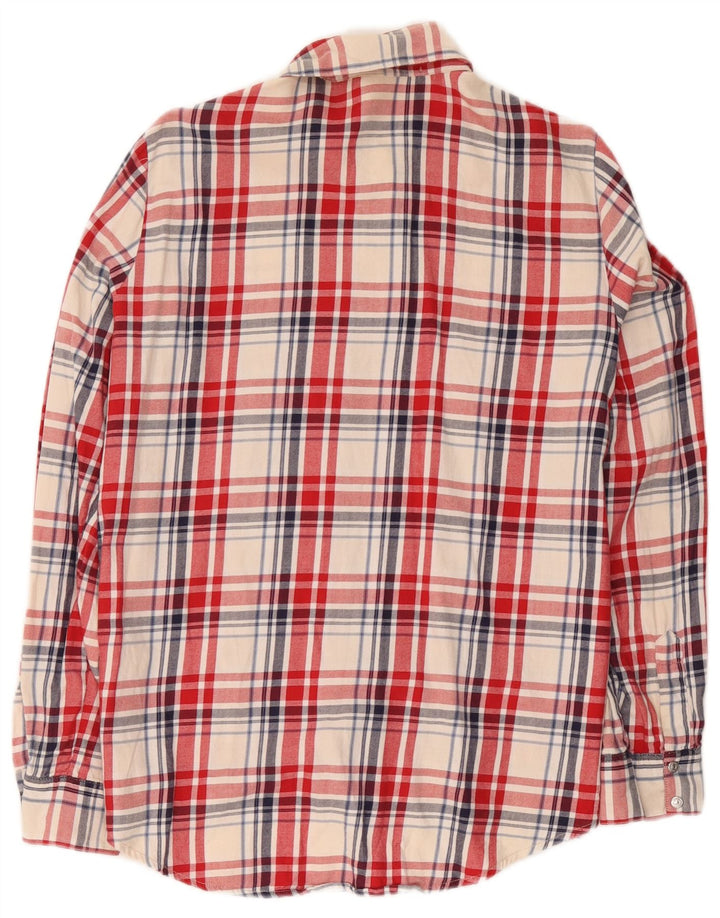 Zara Dame Flanelskjorte UK 14 Medium Rød Plaid Bomuld