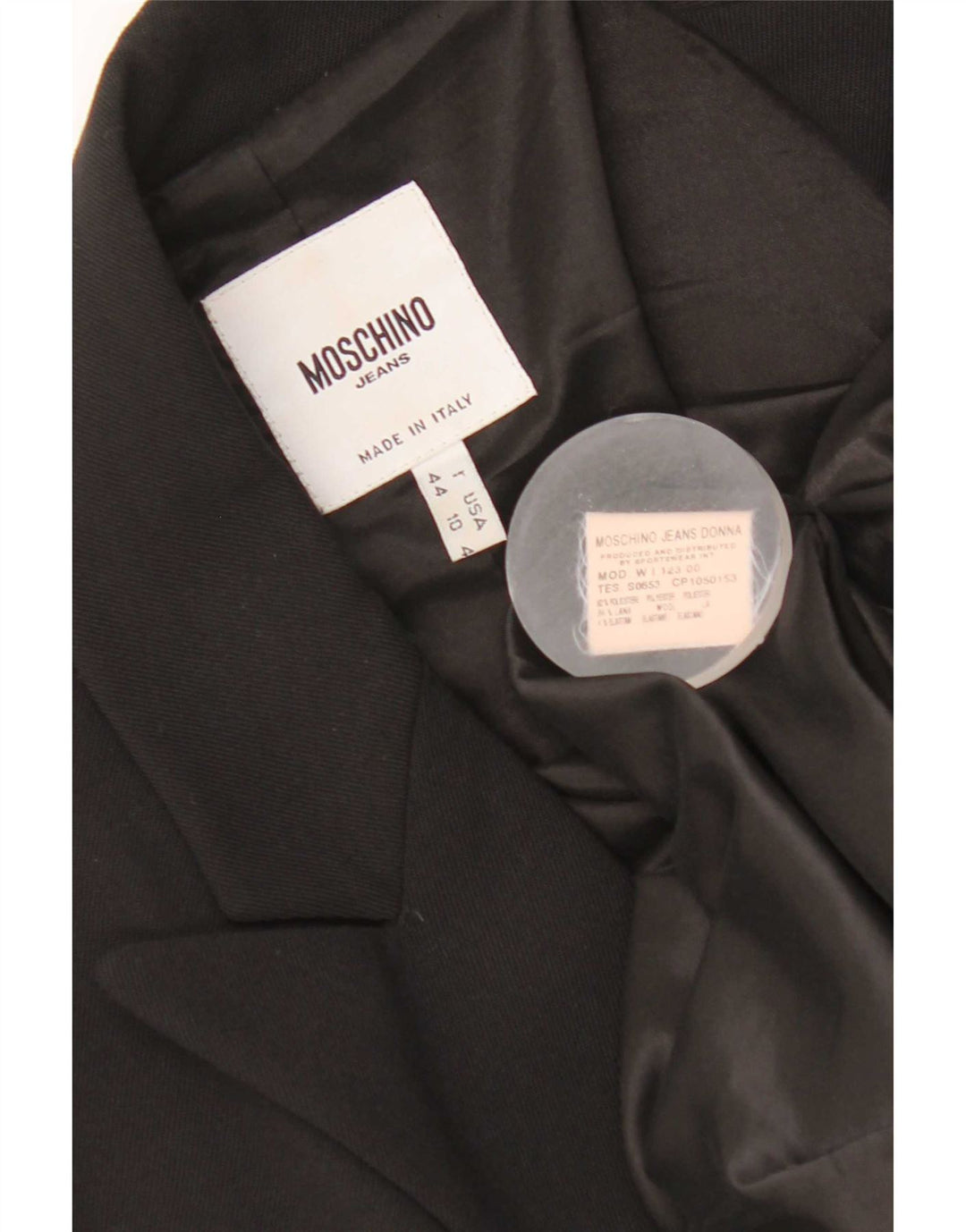 Moschino Dame 1 Knap Blazer Jacket UK 14 Medium Sort Polyester