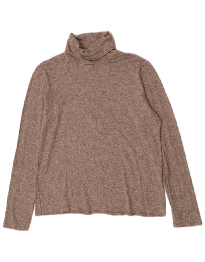Zara Dame Roll Neck Bluse Top UK 18 XL Brun