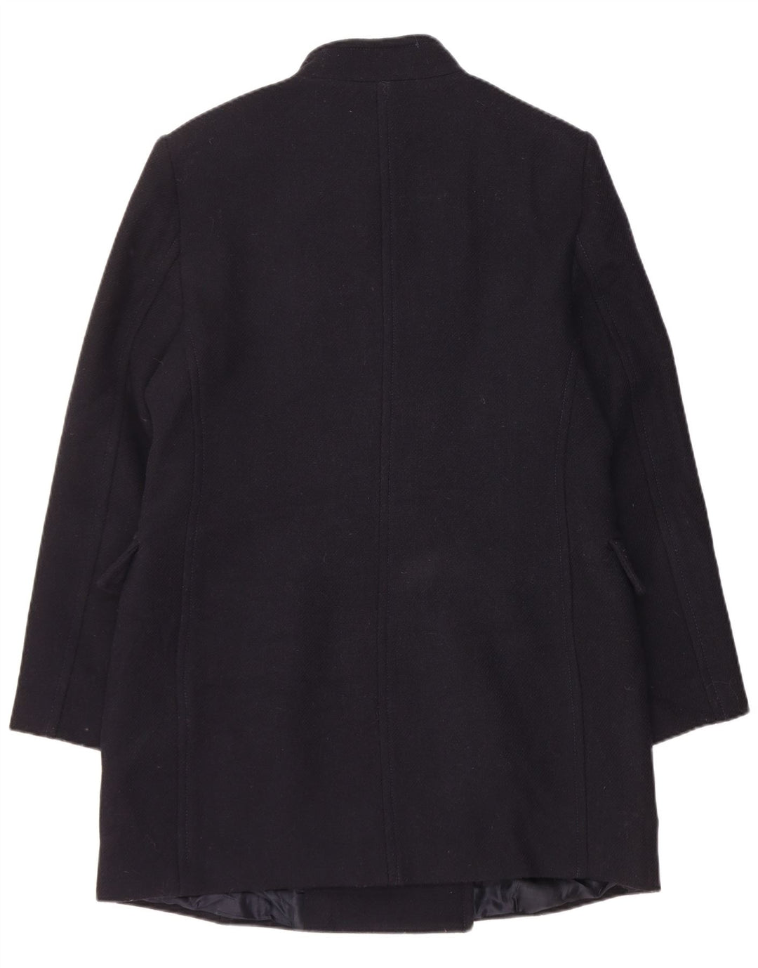 Zara Womens Double Breasted Coat UK 18 XL Navy Blue Wool
