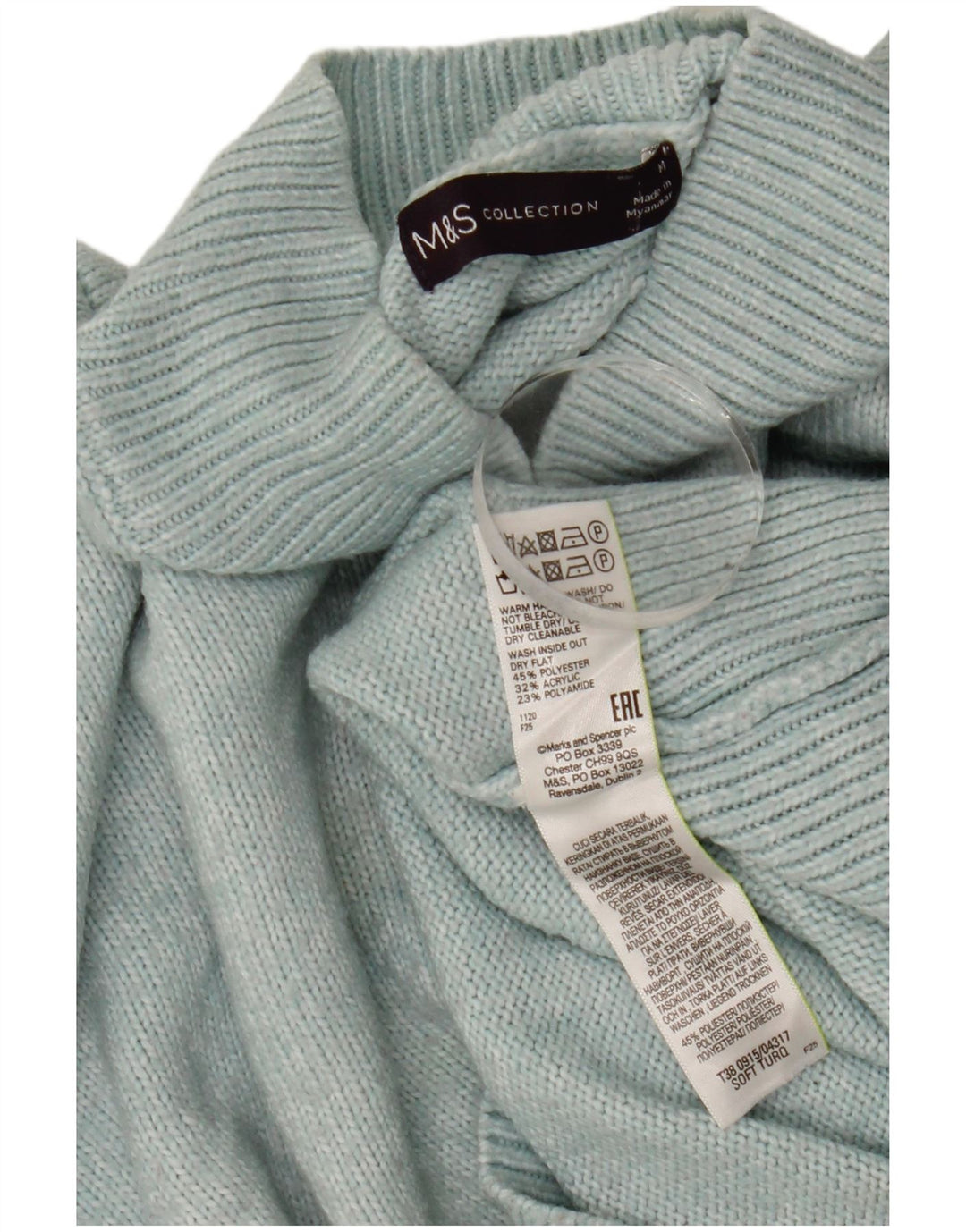Marks & Spencer Womens Turtle Neck Jumper Sweater UK 14 Medium Turquoise