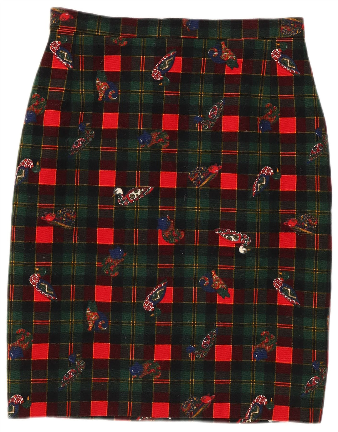 Vintage Womens Graphic Pencil Skirt W26 Small Green Check