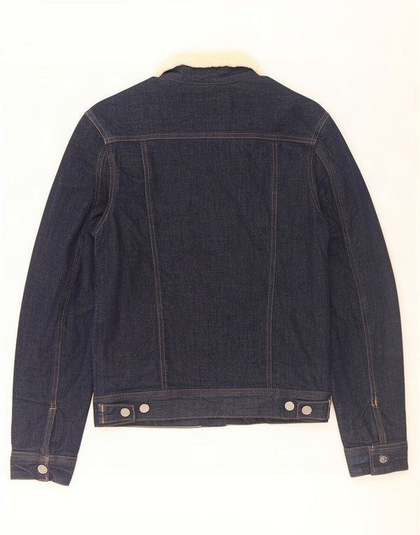 Jaqueta jeans masculina Replay Sherpa UK 34 XS azul marinho algodão