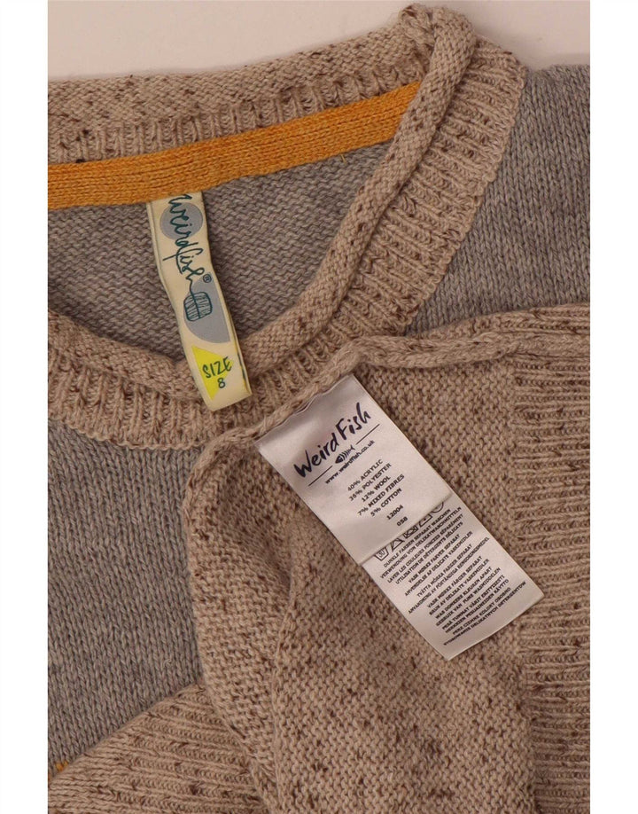 Weird Fish Dame Turtle Neck Jumper Sweater UK 8 Small Grey Colourblock