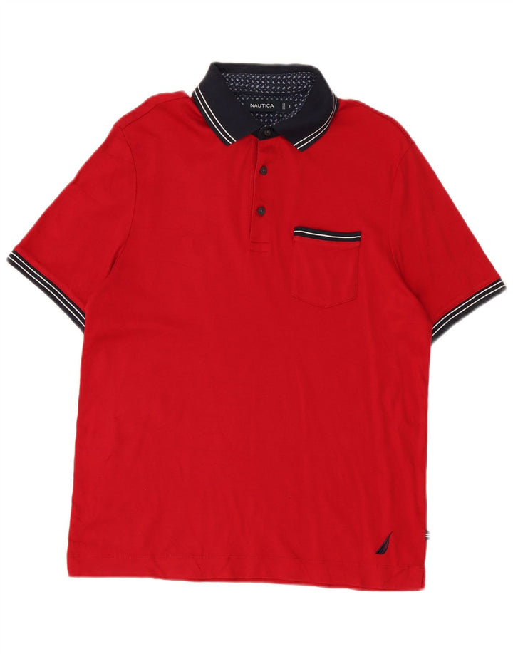 Nautica Mens Polo Shirt Small Red Colourblock