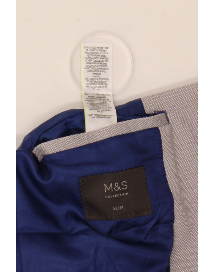 Giacca blazer slim a 2 bottoni Marks & Spencer da uomo UK 40 grande poliestere grigio