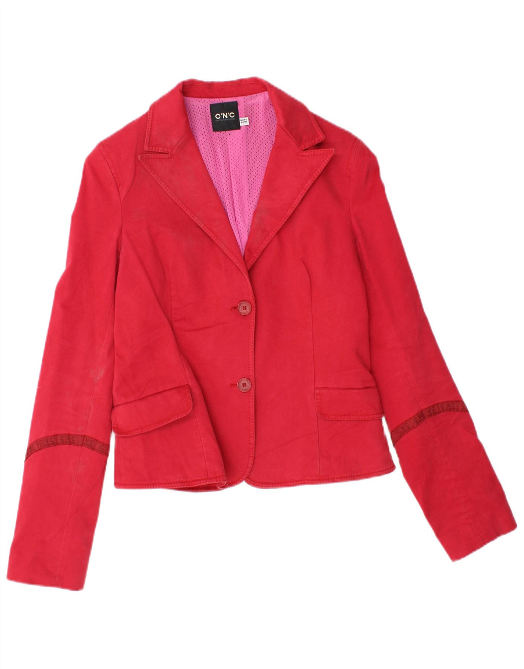 CNC COSTUME NATIONAL Womens 2 Button Blazer Jacket IT 42 Medium Red Cotton