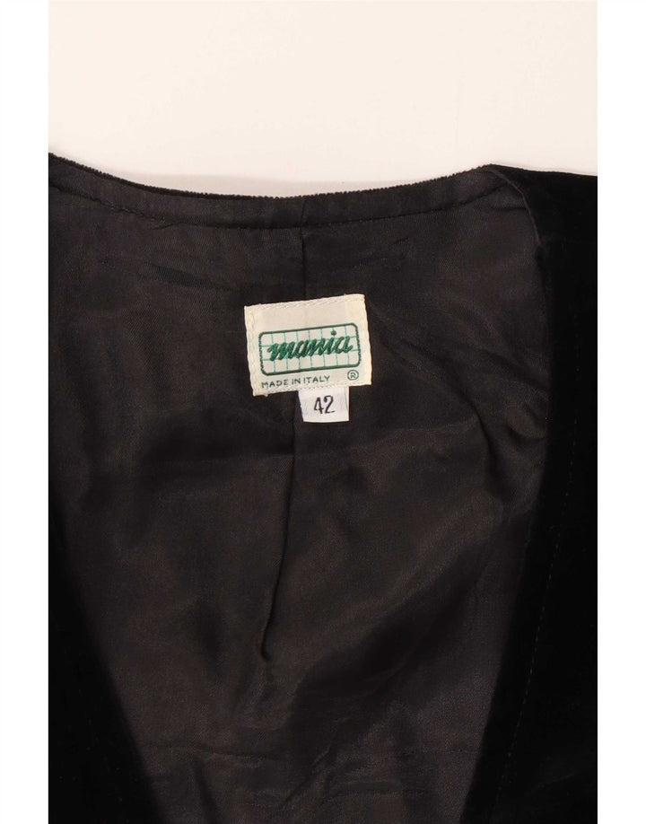 Vintage Damen Zweireihige Samt Bolero Jacke IT 42 Medium Schwarz