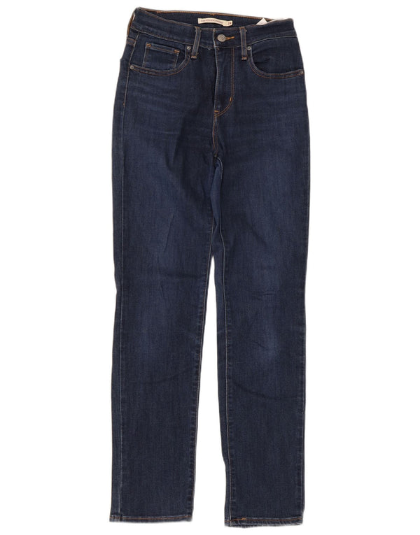Levi's Womens 724 High Rise Straight Jeans W24 L28 Navy Blue Cotton