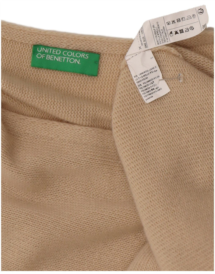 Benetton Womens Asymmetric Poncho Jumper One Size Beige Wool