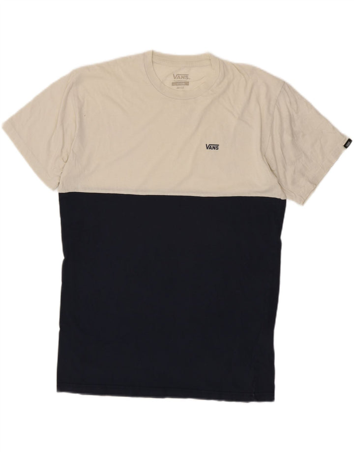 VANS Herren-T-Shirt mit klassischer Passform, Mittelweiß, Farbblock