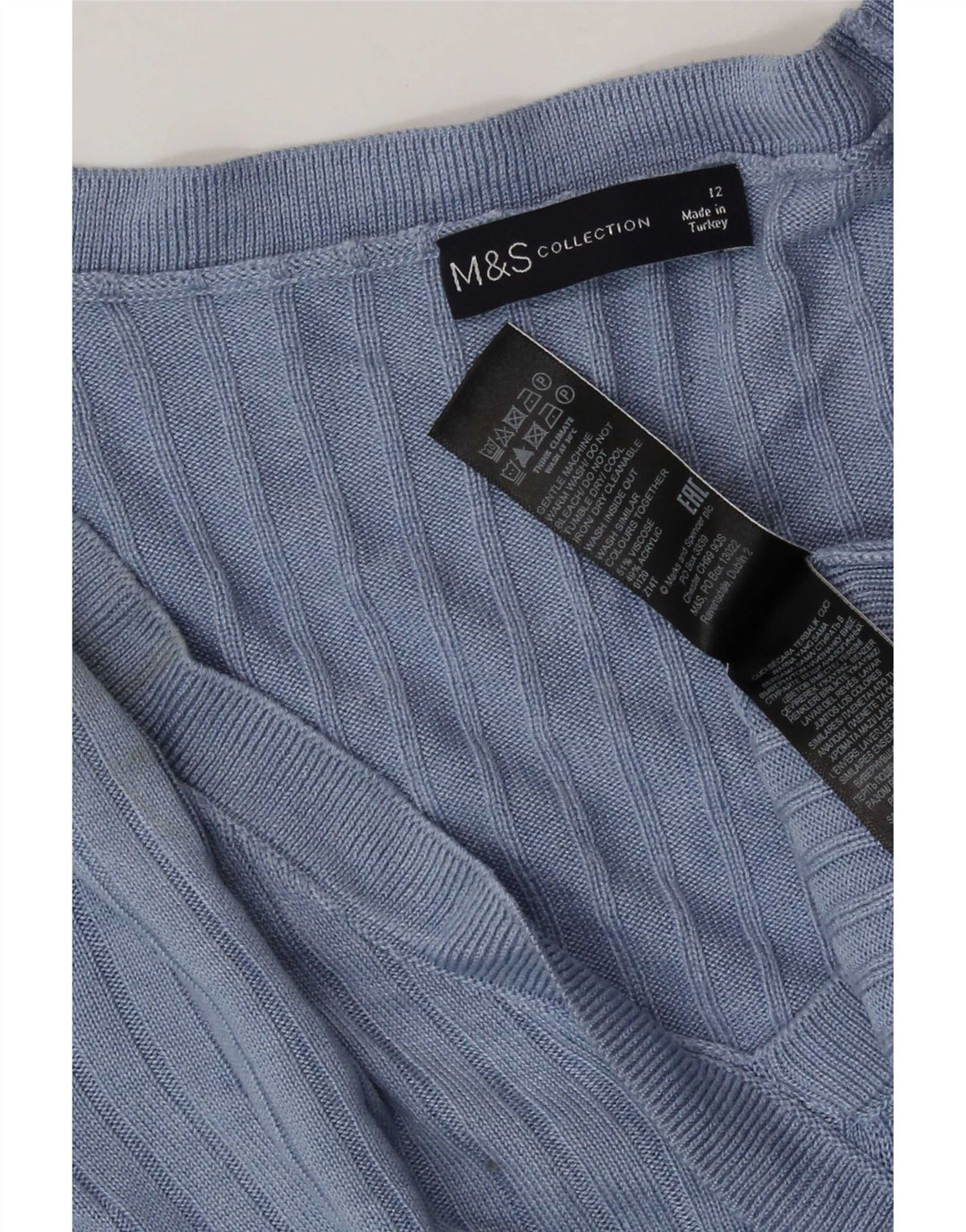 Marks & Spencer Damski krótki top z bluzką UK 12, średni niebieski, wiskoza
