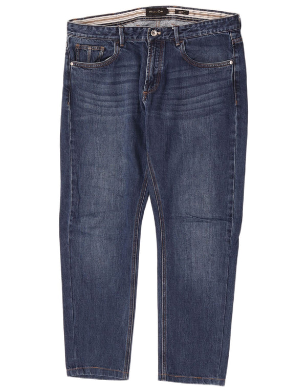 Massimo Dutti Herre Casual Fit Straight Jeans EU 44 Large W34 L28 Blå