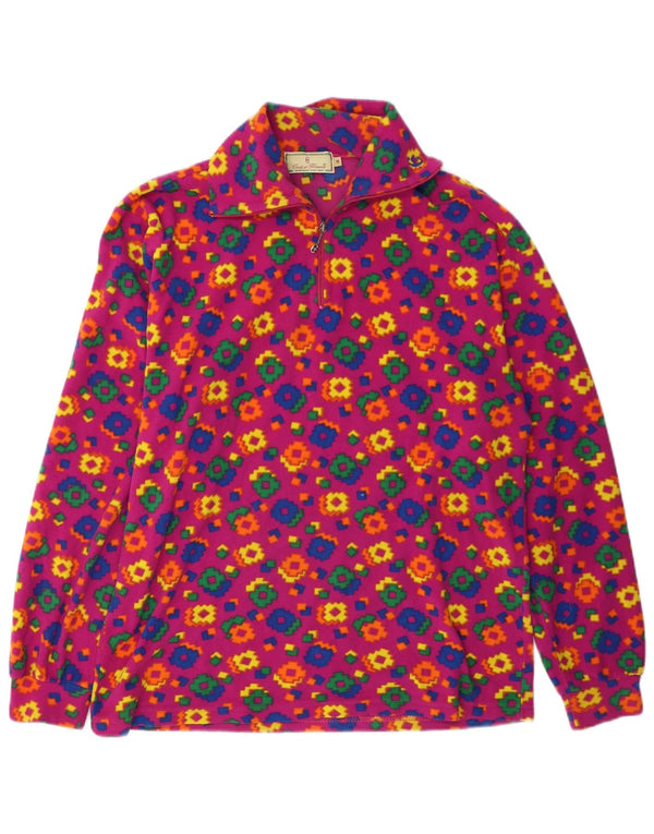 Conte of Florence Damen-Fleecepullover mit Reißverschluss, UK 14, mittelrosa, geometrisch