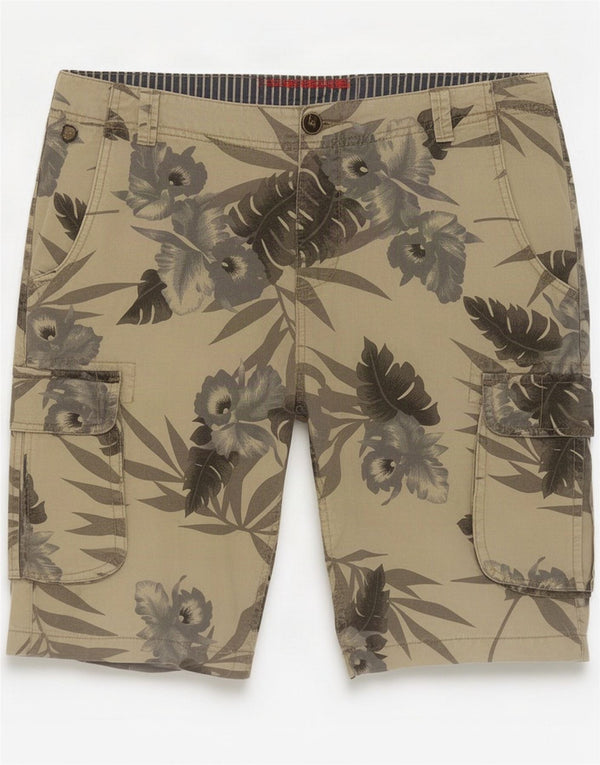 Ja Zee Herren Hawaiian Cargo Shorts Medium W32 Grüne Blumenbaumwolle
