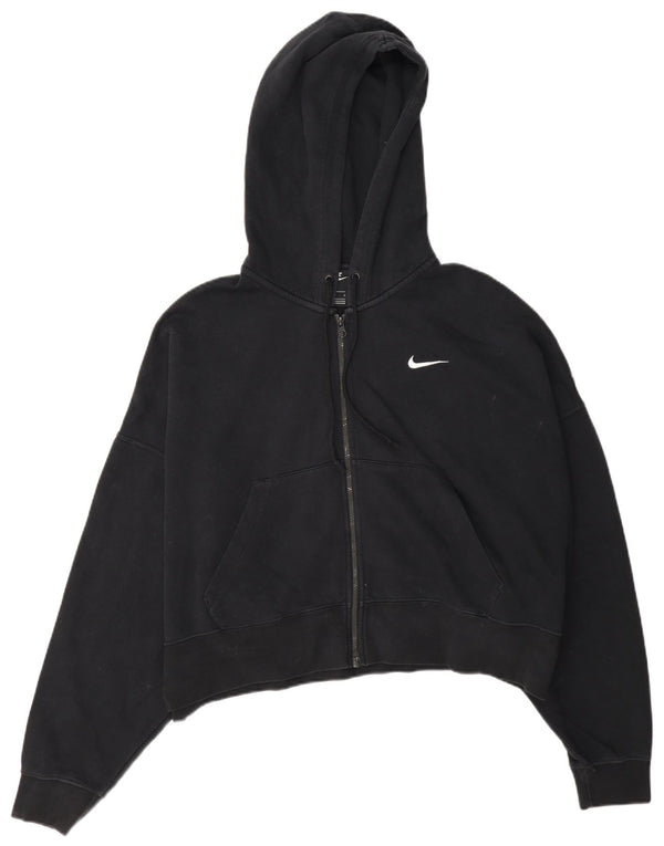 Nike Womens Crop Oversized hættetrøje med lynlås UK 16 Stor sort bomuld