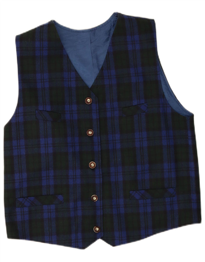 Hammerschmid Womens Waistcoat UK 18 XL Blue Check Virgin Wool