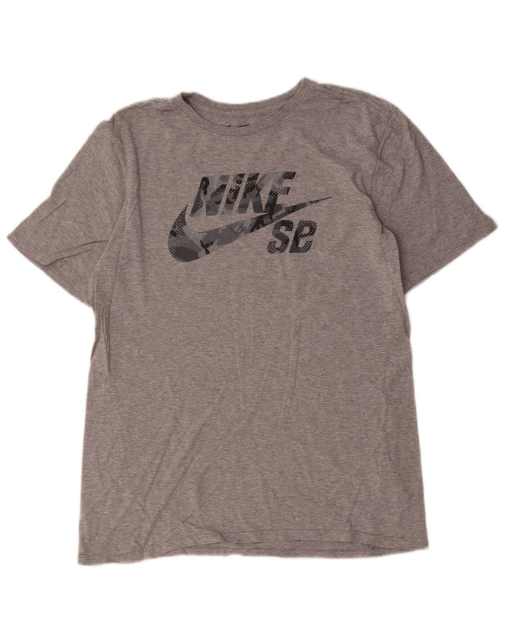 Męski T-shirt Nike o sportowym kroju z grafiką, średnioszary, bawełniany