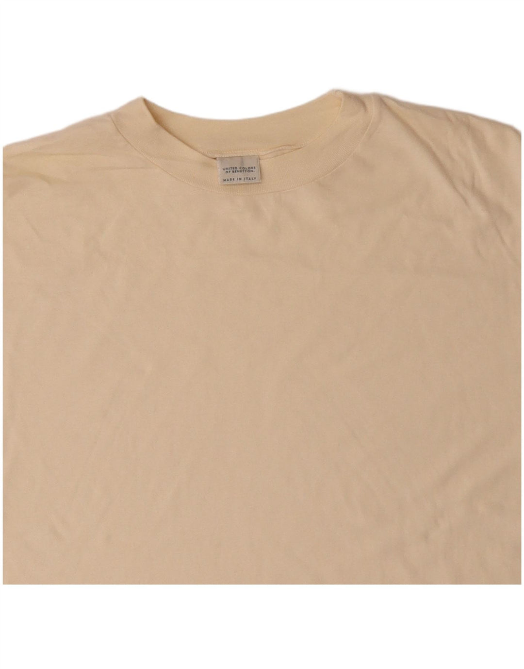 BENETTON Mens T-Shirt Top Medium Beige Cotton