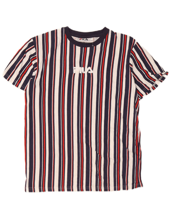 Fila Ανδρικό γραφικό T-Shirt Top Μικρό πολύχρωμο βαμβακερό ριγέ