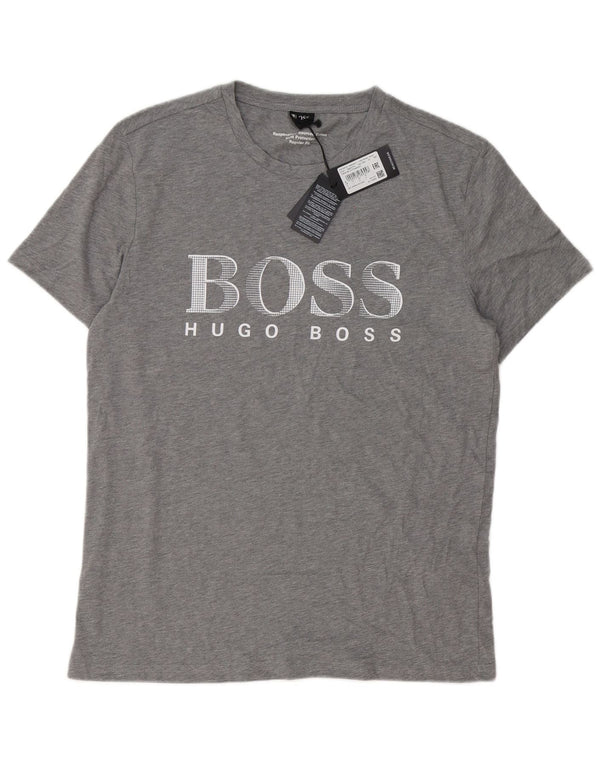 T-shirt grafica da uomo Hugo Boss Top grande in cotone grigio