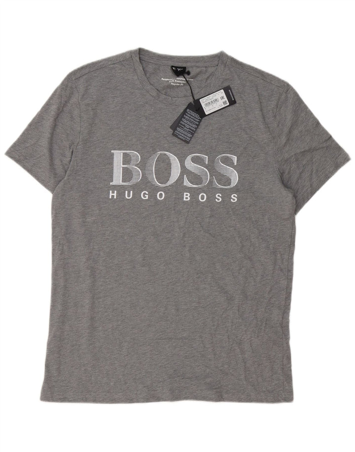 Hugo Boss Mens Graphic T-Shirt Top Large Grey Cotton